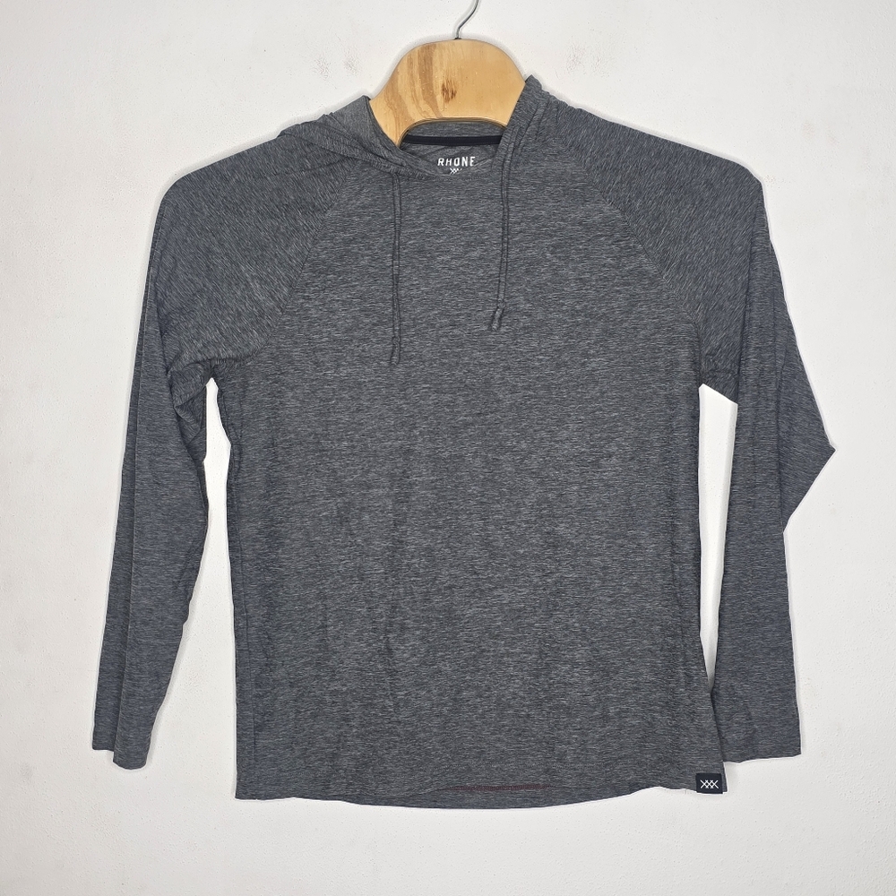 Rhone Reign Hoodie Men L Gray Performance Stretch Lightweight Hooded Drawstring